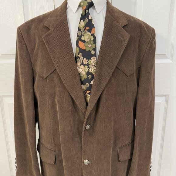 J.G. Hook Men's Brown Corduroy Western Elbow Patch Sportscoat Size 48L - Picture 3 of 14
